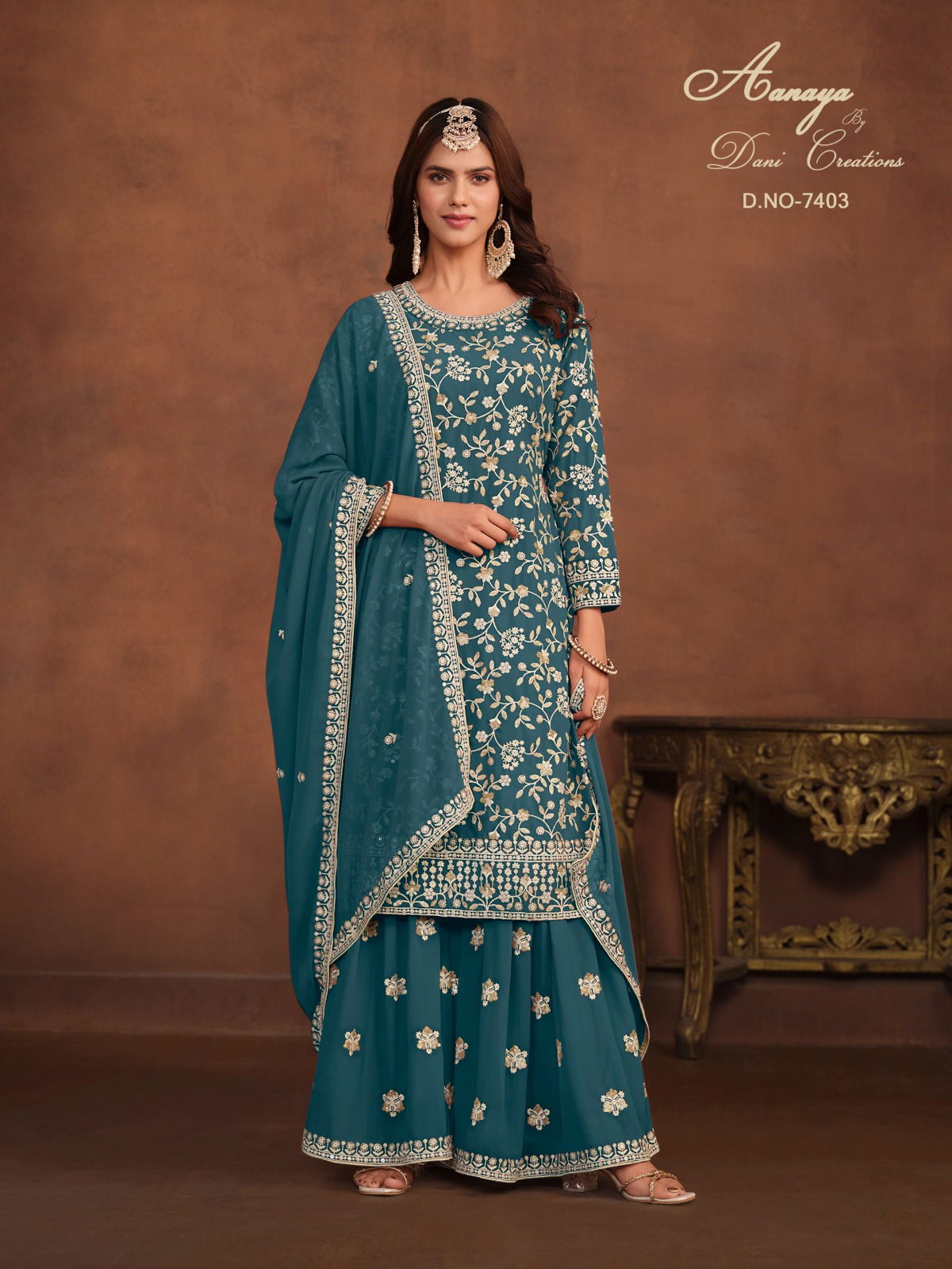 Aanaya Vol 174 By Dani Fashion 7401 To 7404 Series Designer Georgette Suits Wholesalers In Delhi